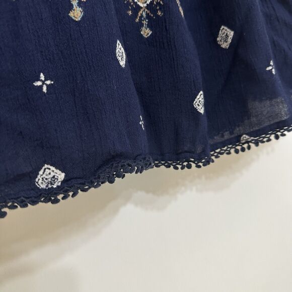 Ecote Blouse, Bohemian, Navy Blue, Off the Shoulder, Flowy, Medium - Picture 3 of 11